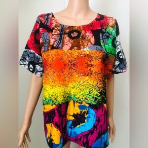 Multicolor Abstract Women's Kaftan Top